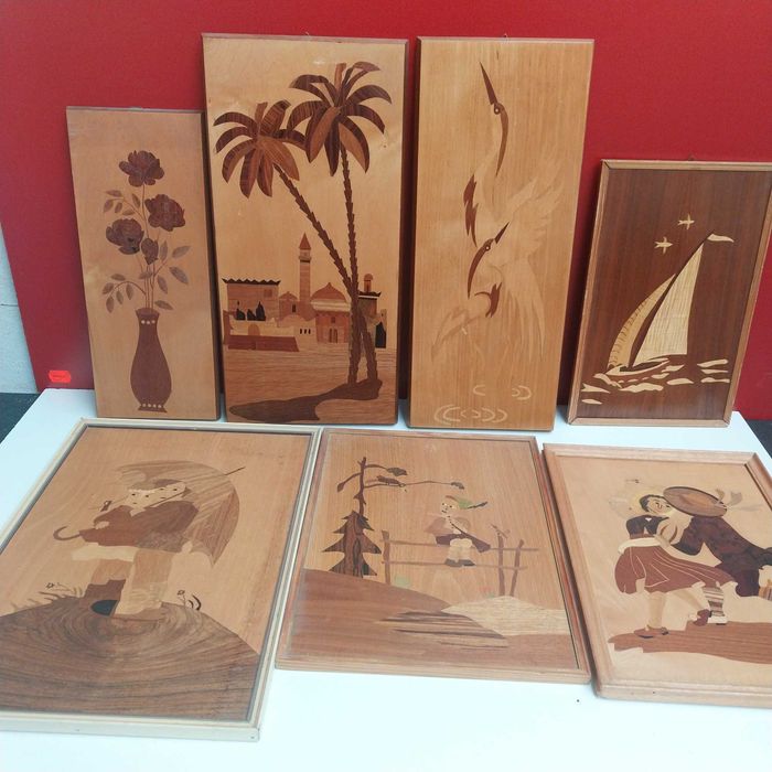 НАЙ ДОБРАТА ОФЕРТА Стари картини ,инкрустация ,дърво "Intarsien Bild"