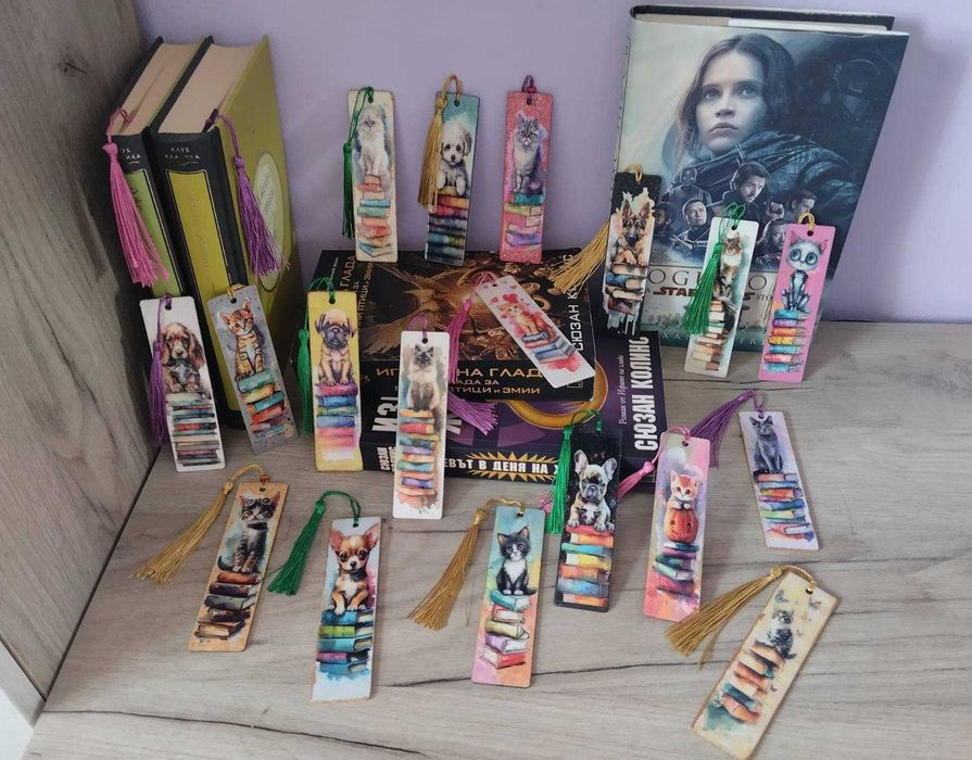 Ръчно изработен книгоразделител с куче или коте