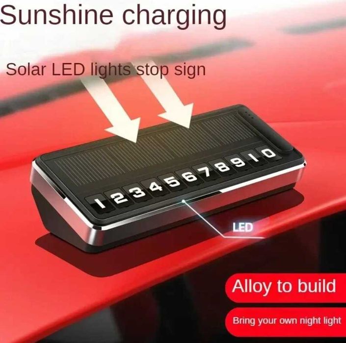Солнечная автомобильная табличка с номером телефона LED akm33