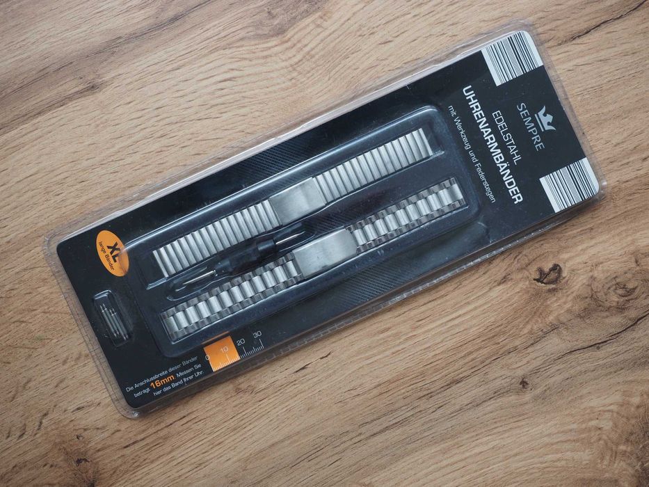 Două brățări pentru ceasuri, oțel inoxidabil, 16 mm, noi, sigilate