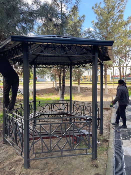 Беседка навес огрождения металл конструкция besedka naves metal