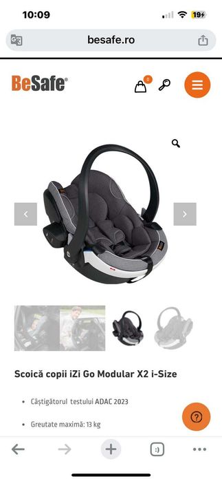 Scoica auto BeSafe iZi Go Modular X2 i-Size, culoare Metallic Melange