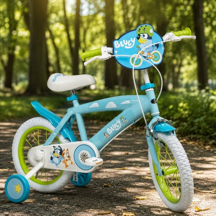 Детски велосипед Bluey 16" със спомагателни колела – светлосин, за деца 5–7 години