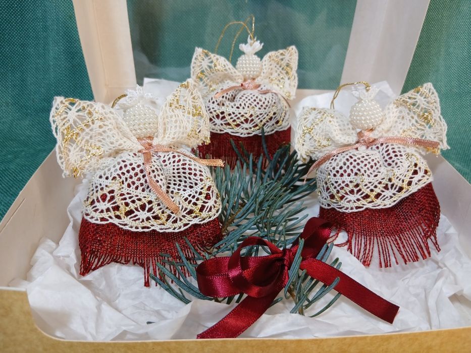 Set 3 Îngeraşi Crăciun handmade decorațiuni brad Crăciun ornamente