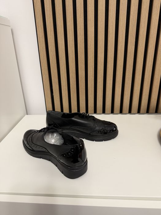 Pantofi Oxford casual de damă din piele naturală negri