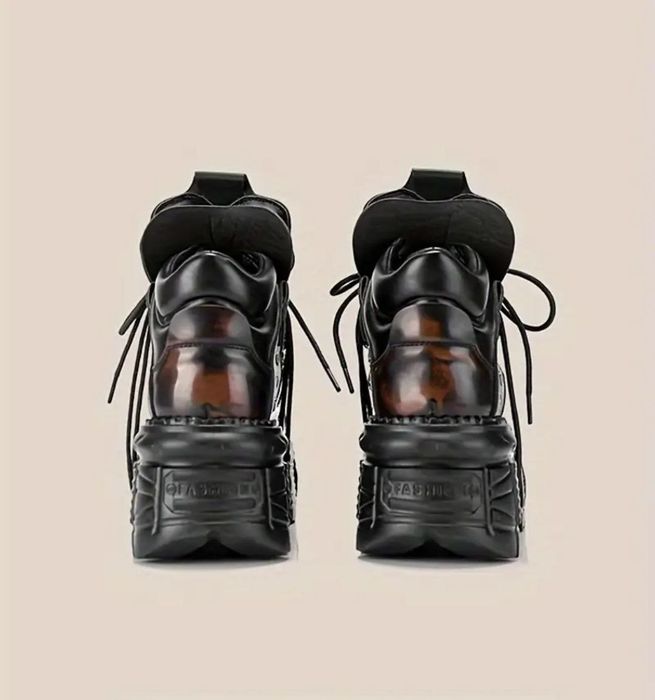 Готические Киберпанк Стильные Кеды на Танкетке - Модные Высокие