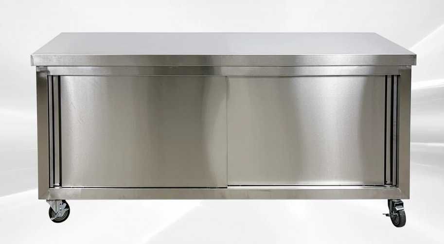 LICHIDARE DE STOC Masa Dulap Inox Cu Usi Glisante 100 / 120 / 150 / 180 / 200 pe latime 70cm Si Polita Profesionala Transport Gratuit
