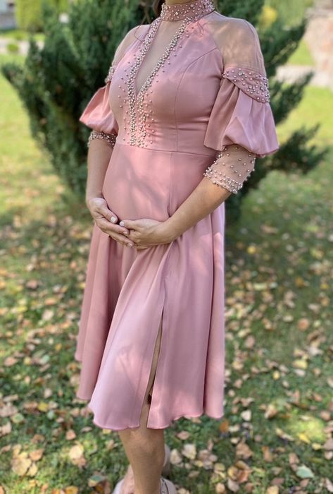 Rochie elegantă, roz pudra, mărimea L