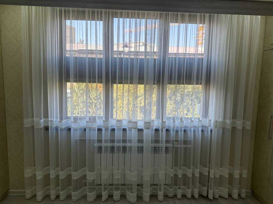 Новая тюль 3,20 × 2,65 м — белая, лёгкая, воздушная