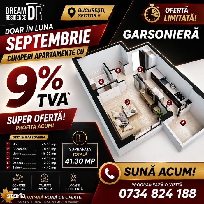 Garsoniera, 41 mp, Dream Residence, Cartierul nou Rahova — fotografia 1
