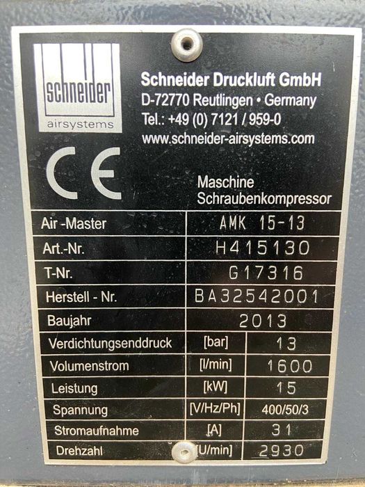 Compresor cu surub 13 Bar / 15 Kw - Schneider (NEFOLOSIT)