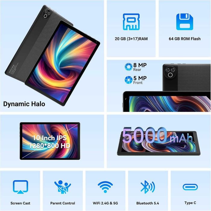 Tableta 10 inch Android 15 64GB Memorie