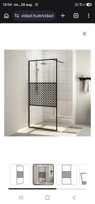 Cabină de duş vidaXL neagră cu sticlă ESG transparentă 90 x 195 cm
