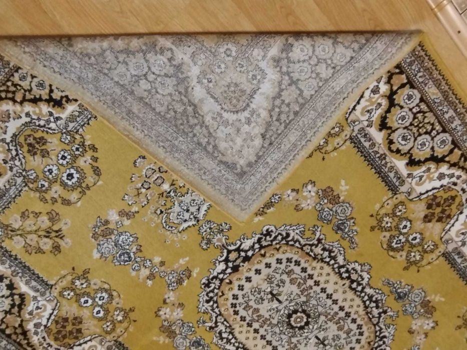 Covor persan din lana, clasic,  mustar