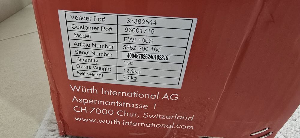 Apărat sudura de la wurth/model ewi  160s new/nou sigilat neutilizat/