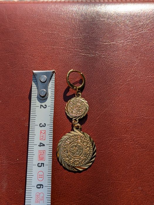 Bijuterii Vintage Gold-Tone: Cercei Monedă Otomană și Brățară Chevron