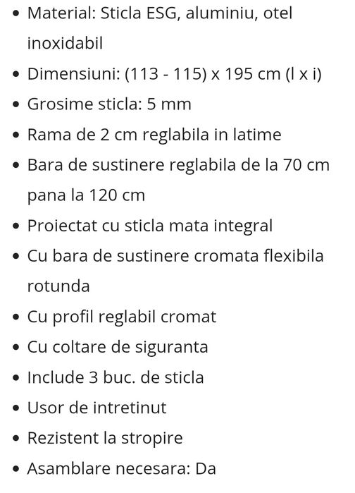 Paravan dus geam mat ,nou