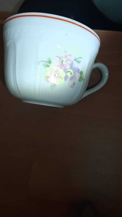 Set vechi din porțelan românesc ceai/cafea, pictat manual Cluj anii 70