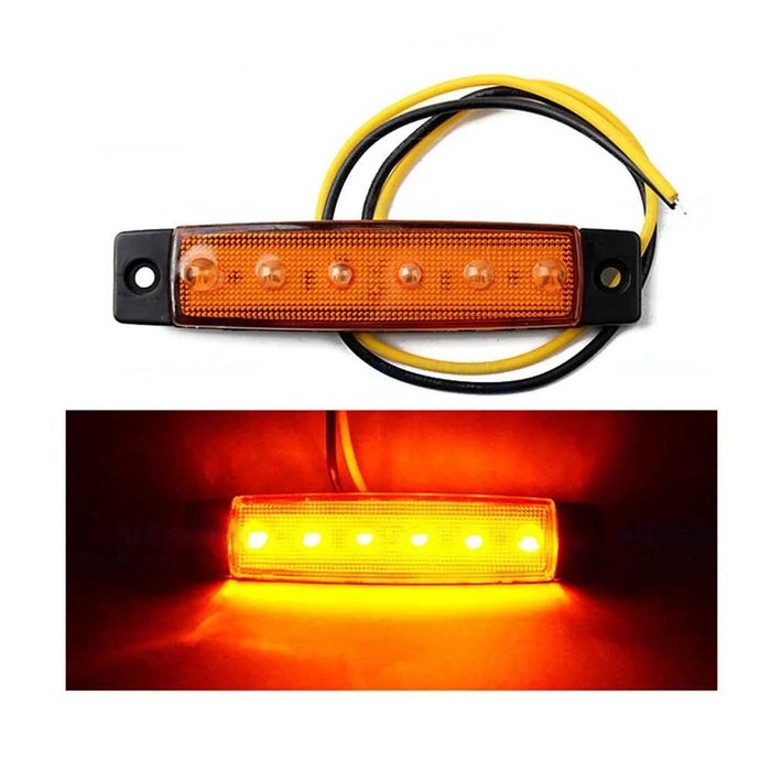 12V 10 Броя ЖЪЛТИ Диодни Габарити Рибка с 6 диода за камион платформа