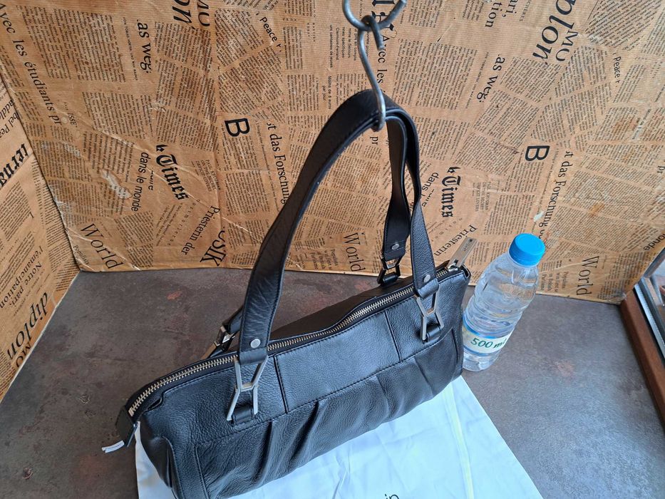 дамска черна чанта Calvin Klein-естествена кожа