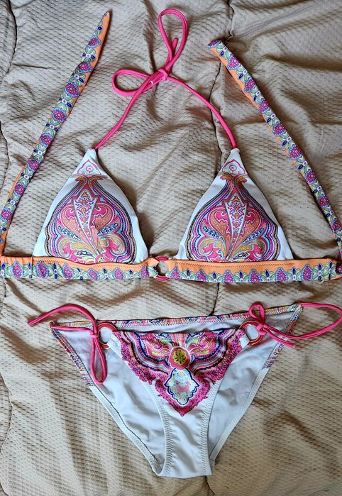 Бански в розово и оранжево S размер