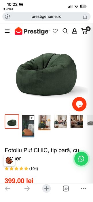 Fotoliu Bean Bag verde/khaki