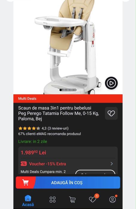 Scaun pentru luat masa TataMia copii