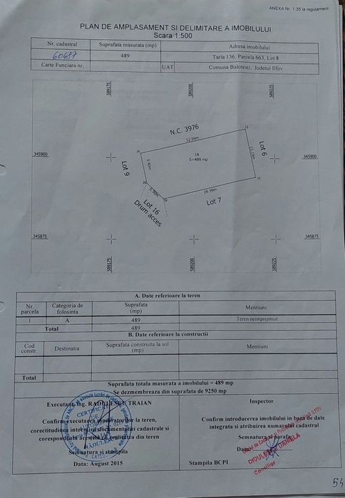 Teren intravilan Balotesti 628 mp