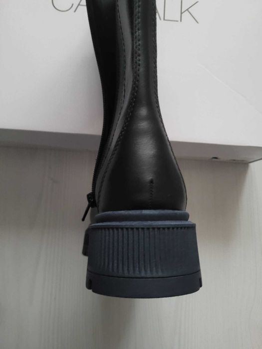 CATWALK Cizme Chelsea Negru cu Bleu, Fermoar, Nr 36, NOU, Cutie