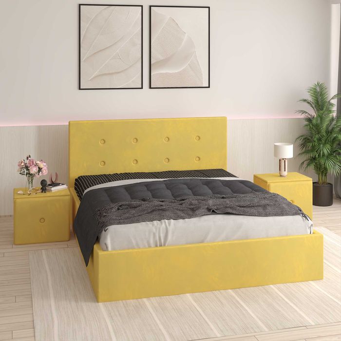 Pat tapitat Catalin cu noptiere , paturi ieftine , transport gratuit