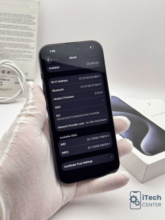 iPhone 15 Pro, 128GB, Blue, 100% батерия, КАТО НОВ, 1г. ГАРАНЦИЯ!