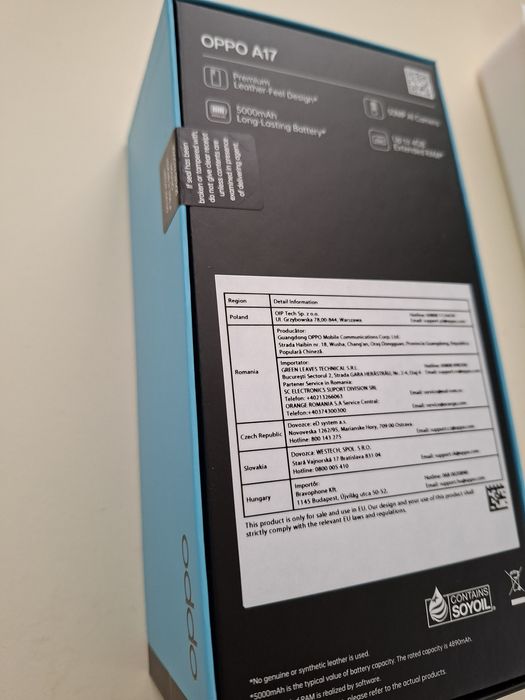 Telefon mobil OPPO A17, Dual SIM, 64GB, 4GB Midnight Black - SIGILAT