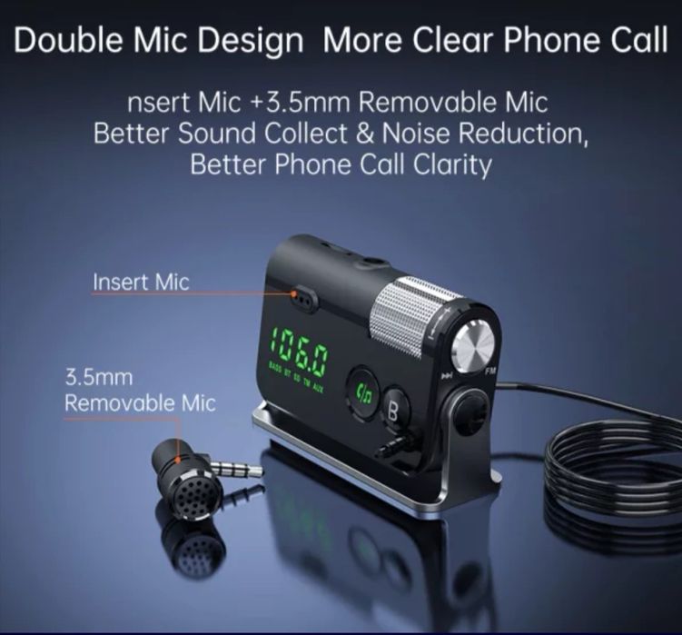 Качествен фм трансмитер  с блутут (sony pioneer jvc kenvood)