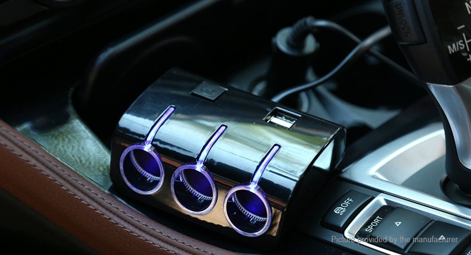 Разклонител за кола Olesson, Модел 1506, 3 гнезда за запалка, 2 х USB