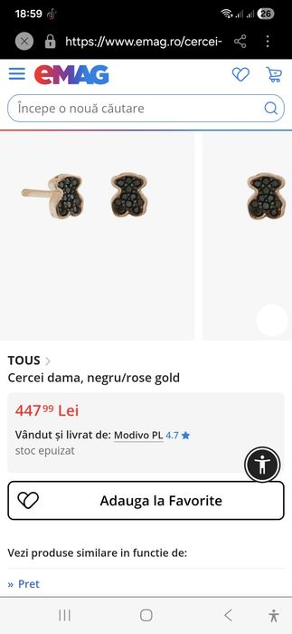 Cercei tous original argint rubin