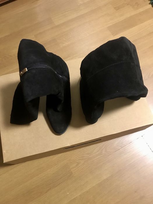 Cizme dama lungi MANDINI Italia, mar.36, noi, piele intoarsa !