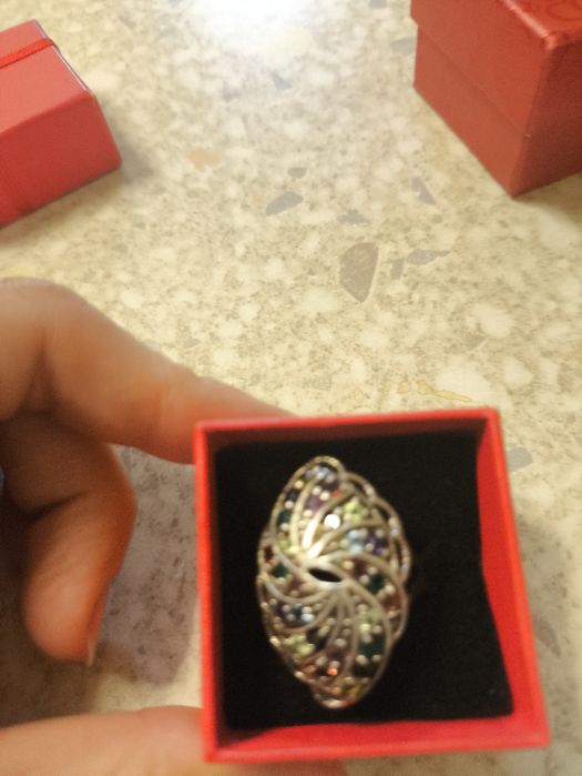 Кольцо серебро с самоцветами