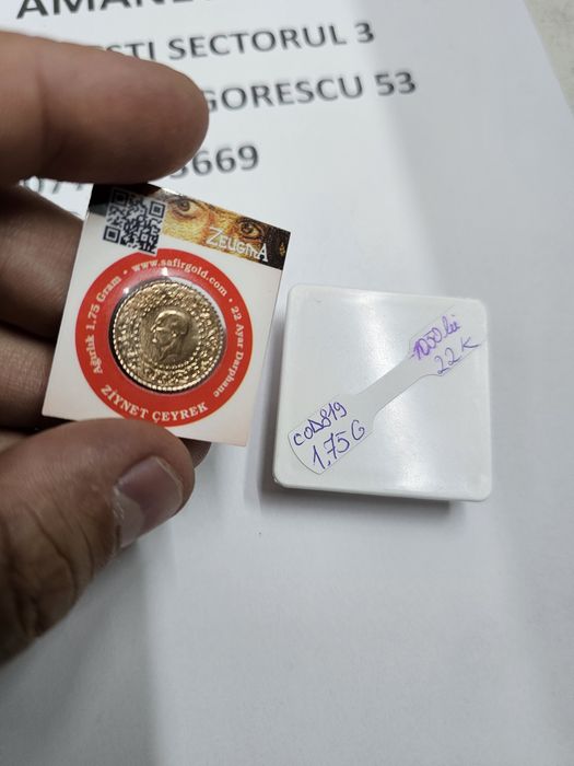 Vand moneda din aur 22 k 1.75 g cod 819
