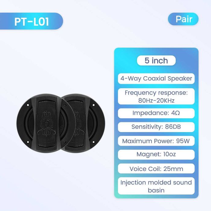 Mekede-NaviFly Чифт 4 Way Тонколони 13см (5'') 95W | 40RMS | 4Ω | 4-лентови