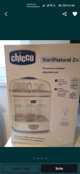 Sterilizator Chicco 2in 1 pentru  6biberoane