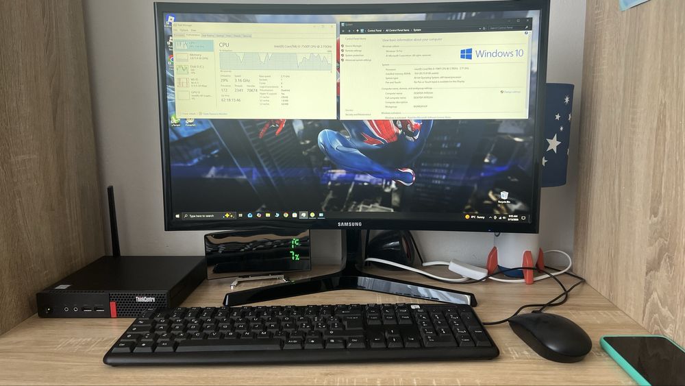 Mini PC Lenovo i5 monitor curbat Samsung