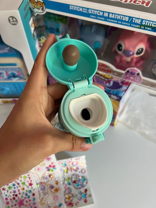 Лот играчки - фигурки и касичка Стич, Stitch, бутилка за вода, креативен комплект сфера с русалка