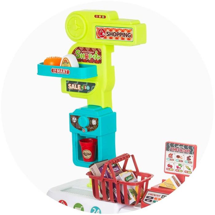 Set jucarie Supermarket 87 cm cu lumini, sunete si 81 accesorii