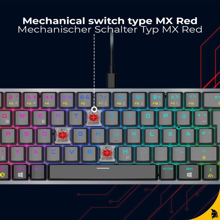 EMPIRE GAMING K241 Tastatură mecanică gaming PC DE QWERTZ,USB-C,MX Red
