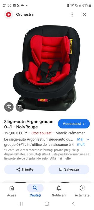 Scaun auto cu isofix