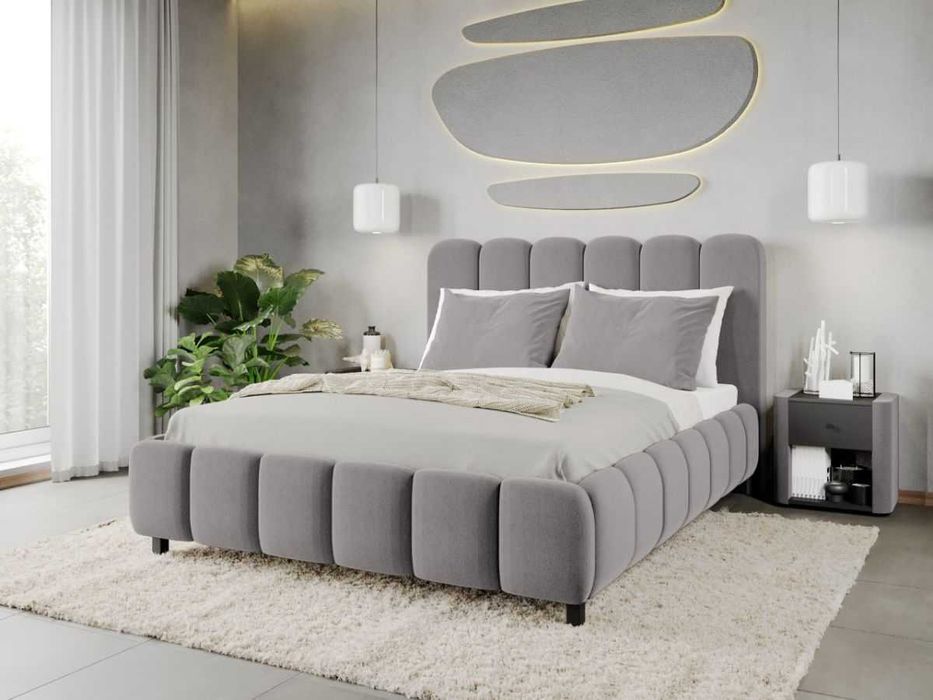 Pat Tapitat Bari Gri Velluto 16 cu somiera rabatabila si lada