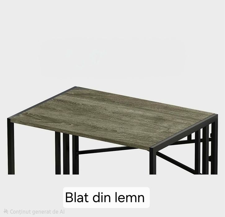 Birou pliabil din metal cu blat de lemn