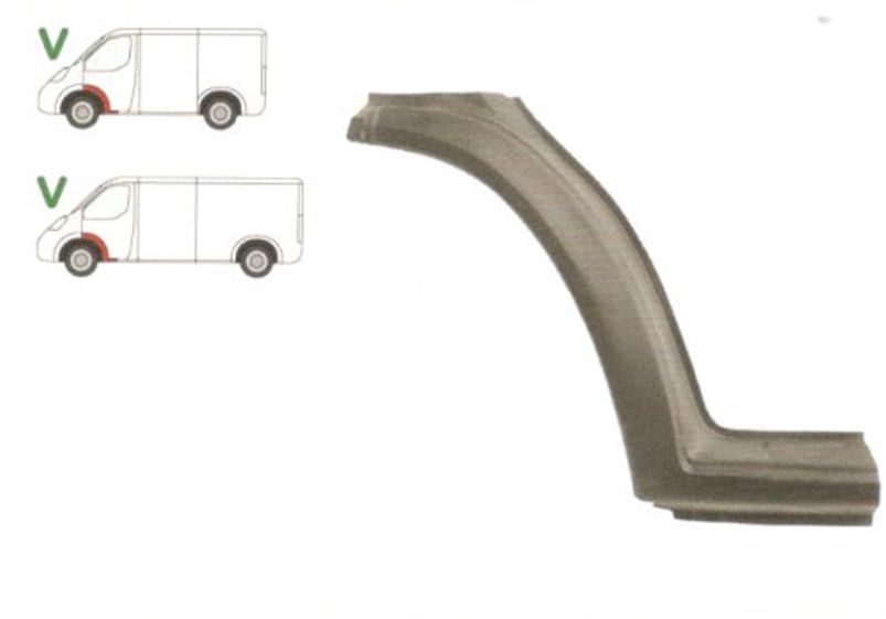 Segment reparatie aripa fata exterior Ford Transit 1992-2000 Partea Stanga, Fata, in partea din spate a aripii, cu parte din prag, prag din metal