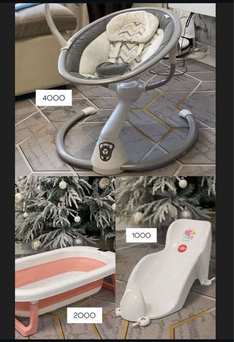 Продам шезлонг, ванночка и горка для ванны