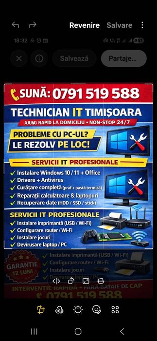 Reparații calculatoare laptop imprimanta router wifi curatare pc laptop upgrade ssd ram  cpu gpu instalare windows 11,10  la domiciliu Recuperare date